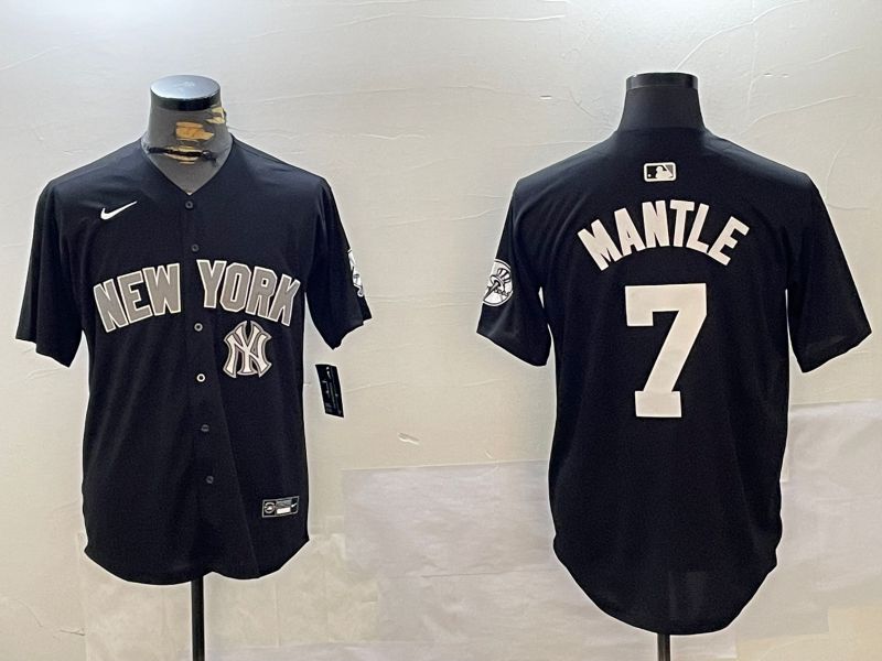 Men New York Yankees #7 Mantle Black Game 2024 Nike MLB Jersey style 12023